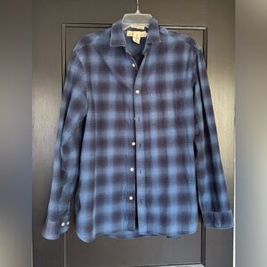 H&M Navy and Light Blue Checkered Collared Flannel Button Down Men’s Shirt